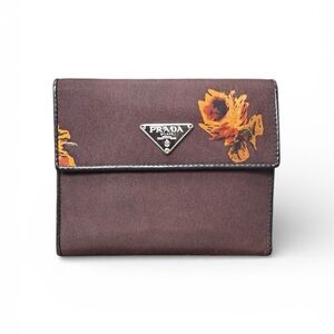 RARE Prada Nylon Floral Trifold Compact Wallet